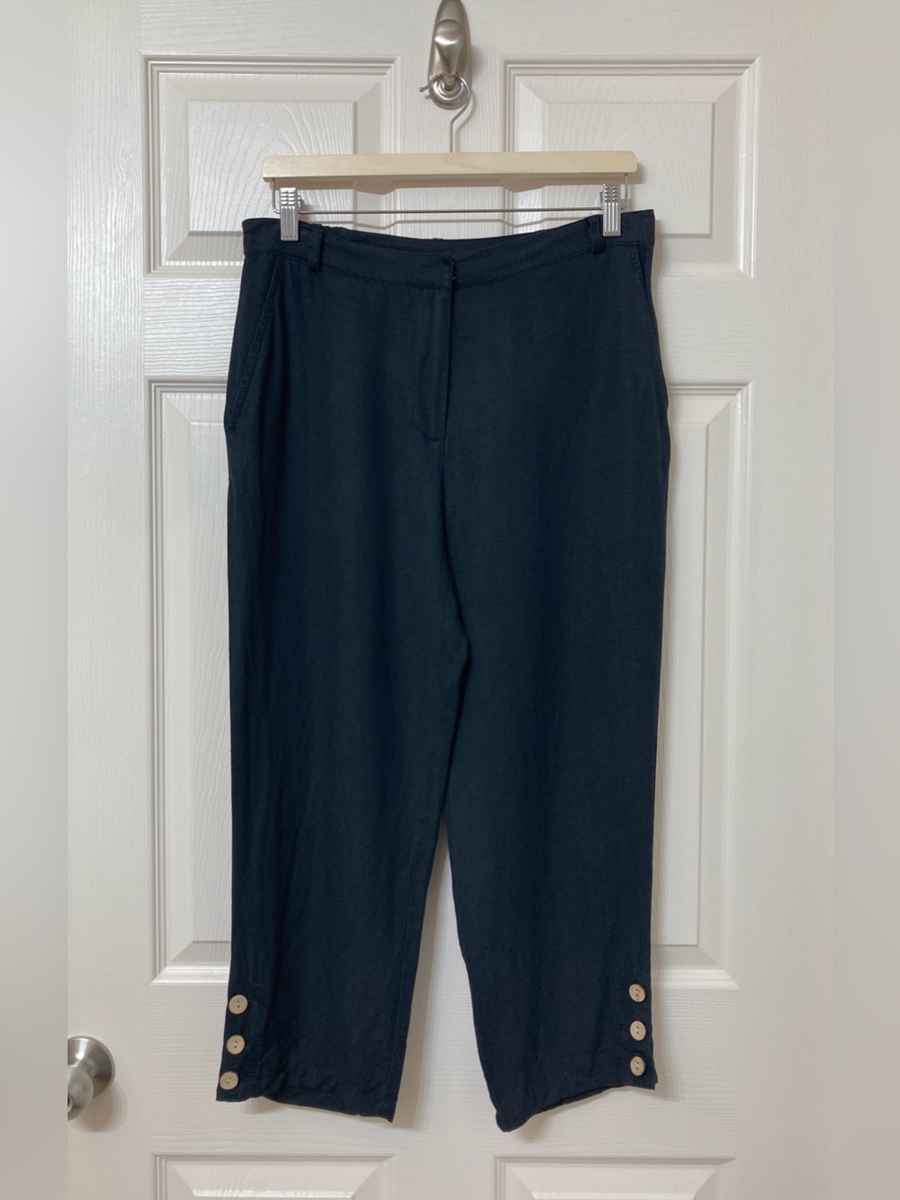 Ruby Rd. Women’s Black Linen Blend Cropped Pants Size 10 Vacation Resort Coastal